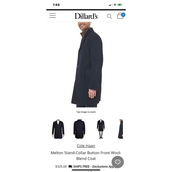 Cole Haan Melton Button Front Wool-Blend Coat - Men's Size L * M311 - Picture 6 of 11